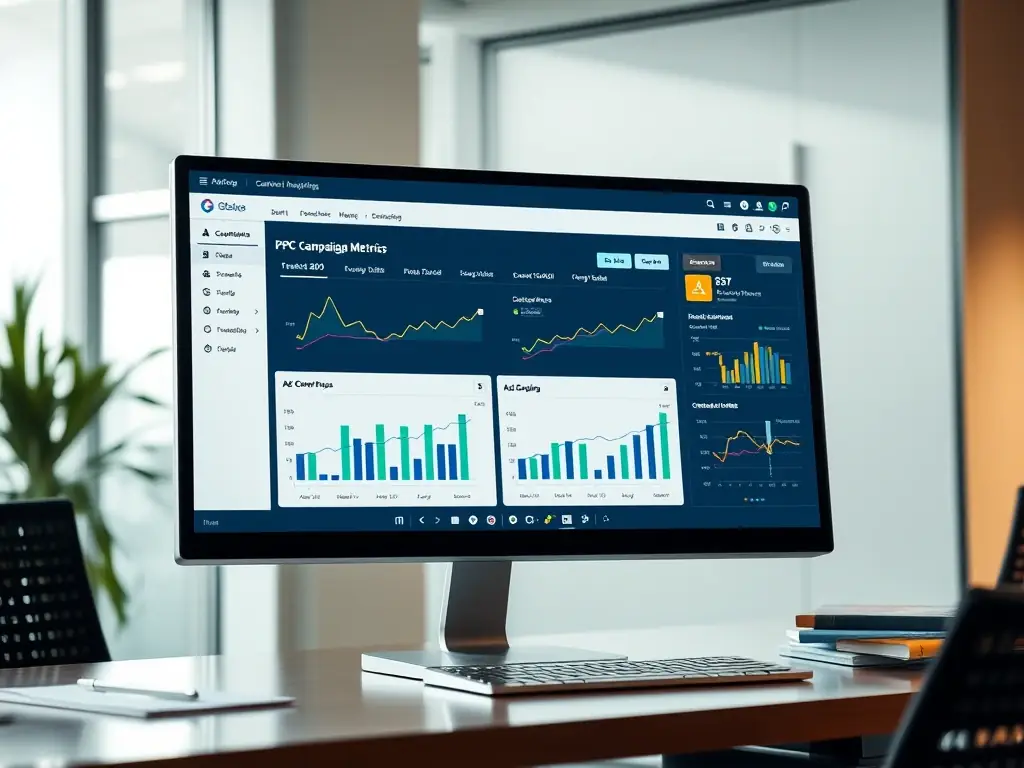 A detailed dashboard displaying conversion tracking metrics and ROI analysis for a digital marketing campaign, highlighting key performance indicators and areas for optimization.